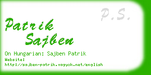 patrik sajben business card